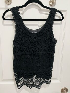 Mudd Black Crochet Lace Tank